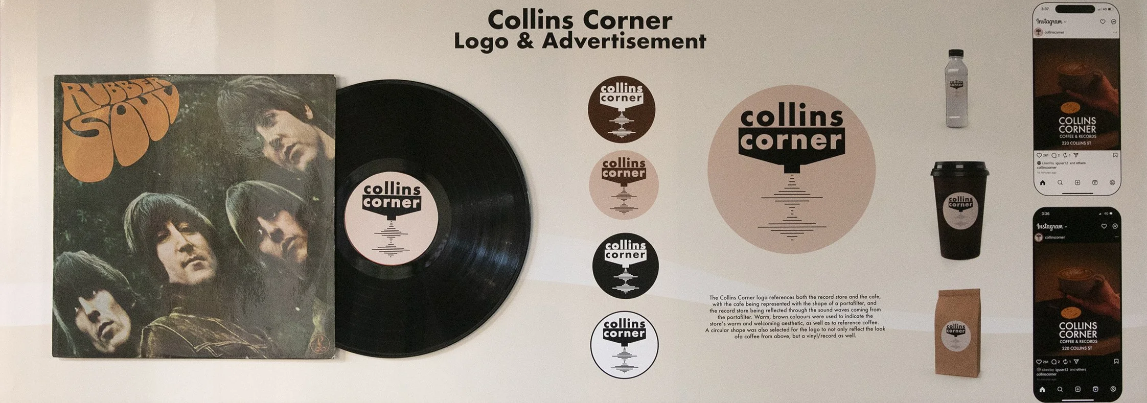 A visual Communication Design project, Thomas's winning piece was a branding proposal for a cosy record store and coffee shop imagined for Collins Street in Melbourne CBD 