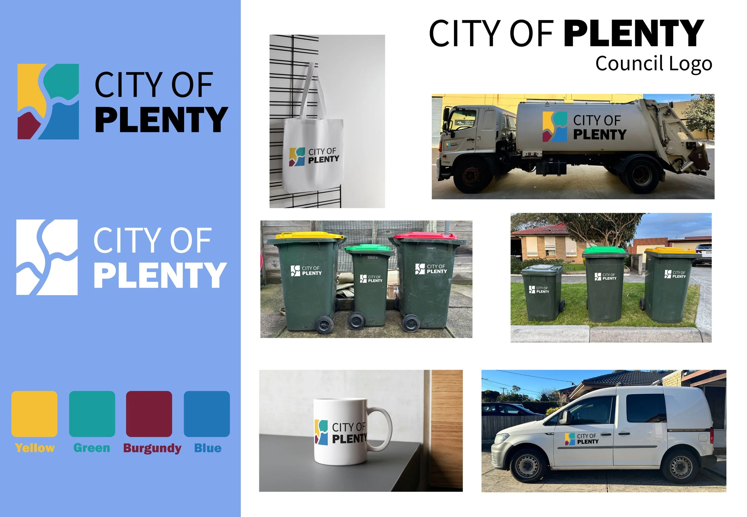 Parin's winning Visual Communication Design. This proposal for a rebranding of the City of Plenty's garbage and recycling infrastructure was selected for it's readiness and potential to be utilised in real-world settings. 