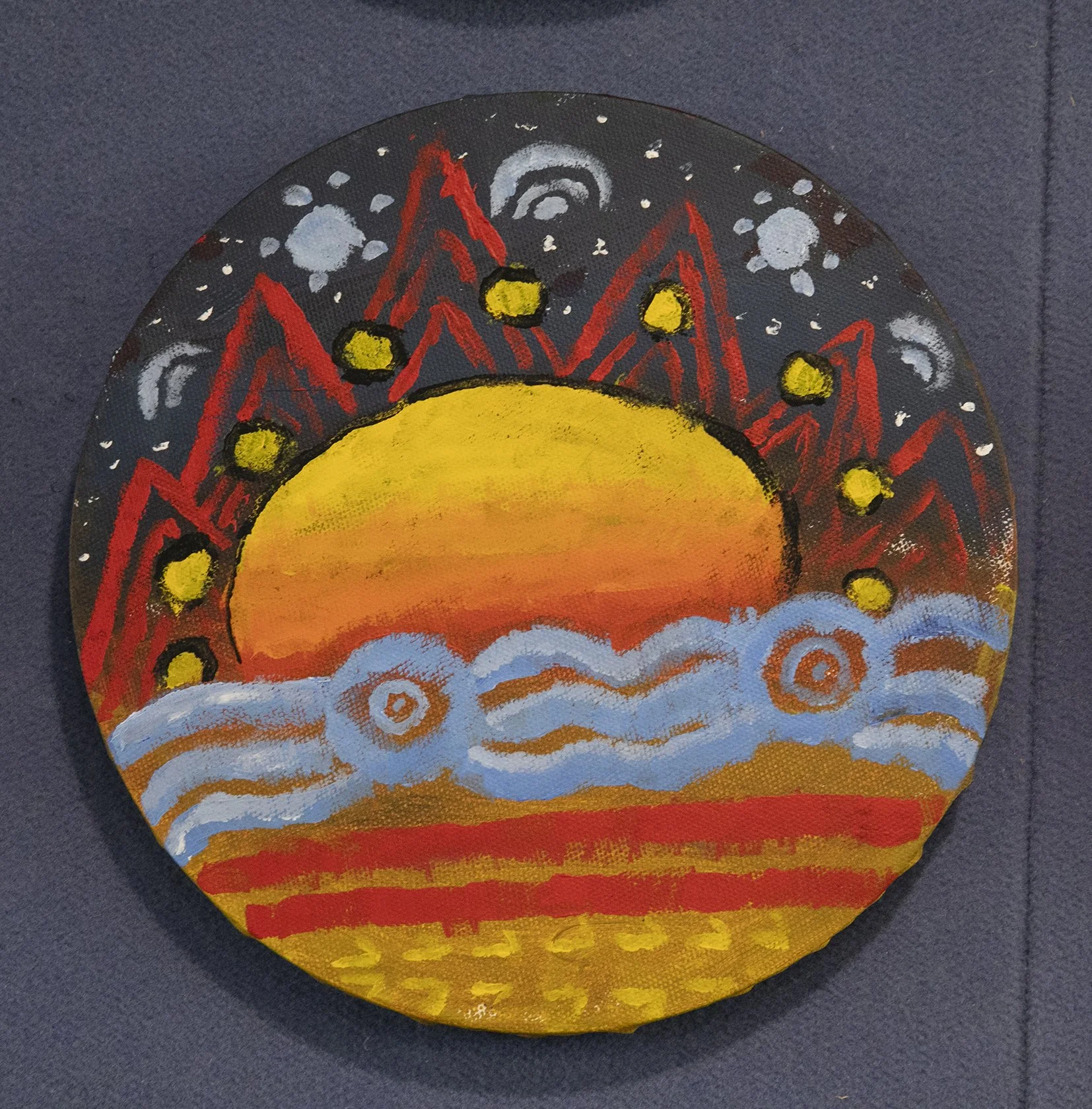 Year 7 Studio Arts - Indigenous inspired circular paintings 