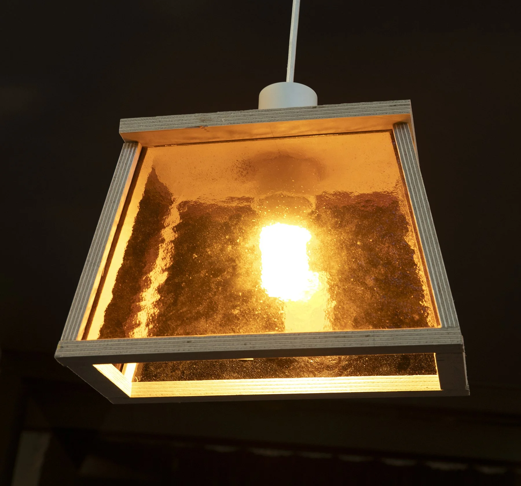 Year 10 Product Design and Technology - Glass lamp made with recycled antique stained glass 