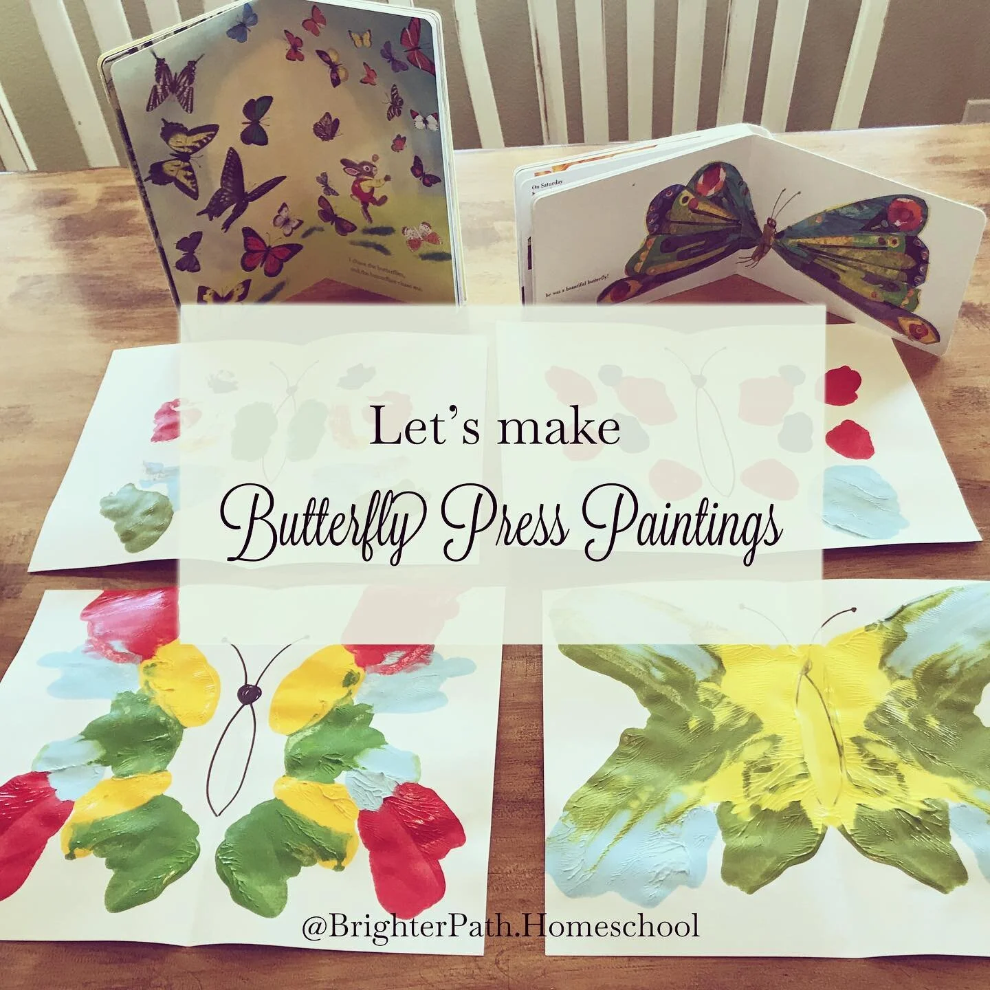 🦋 I&rsquo;m not much good with a paintbrush, so when I have the chance to create some art that requires less skill, I take it! 😄 
Perhaps your little one is the same? 😉

Try this butterfly press painting this week! Here&rsquo;s how:
1. Fold a piec