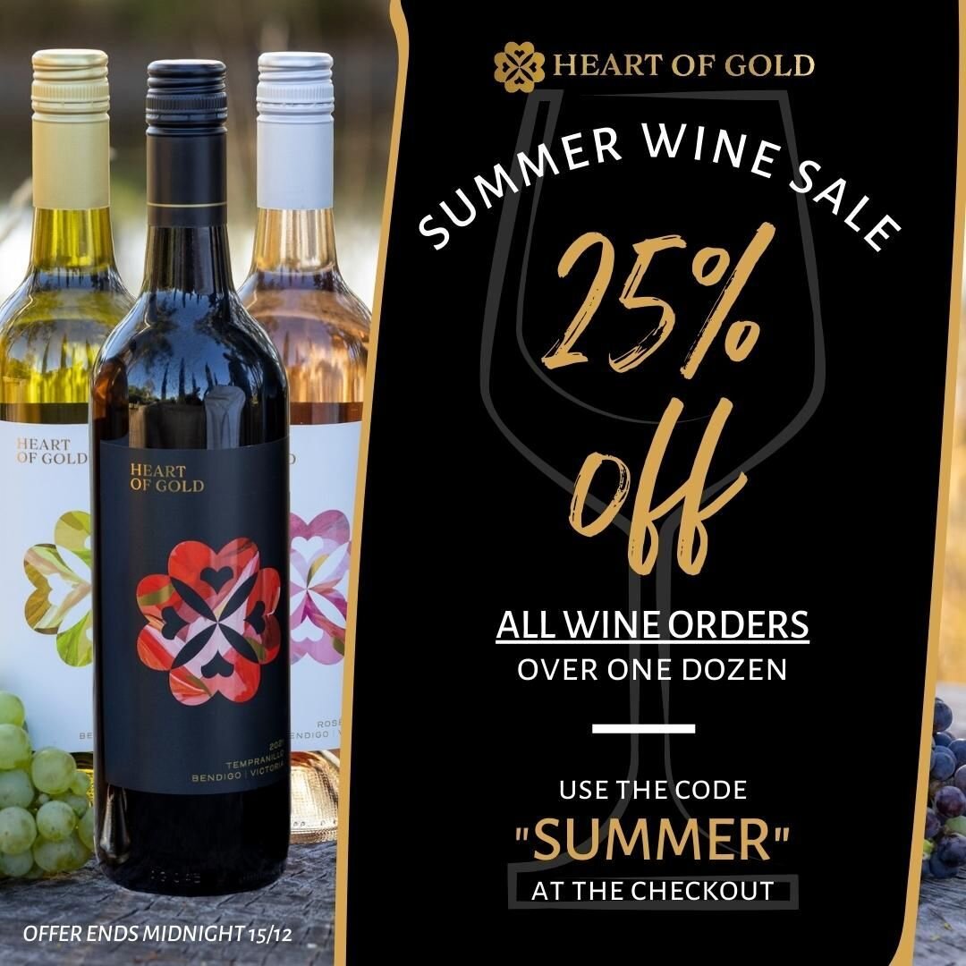 🚨 48 HOUR SUMMER SALE 🚨 Stock up this Summer or get your Christmas gifts sorted with 25% OFF all orders of one dozen or more bottles of HoG vino! Simply enter the discount code &quot;SUMMER&quot; at the checkout. Sale ends at the stroke of midnight