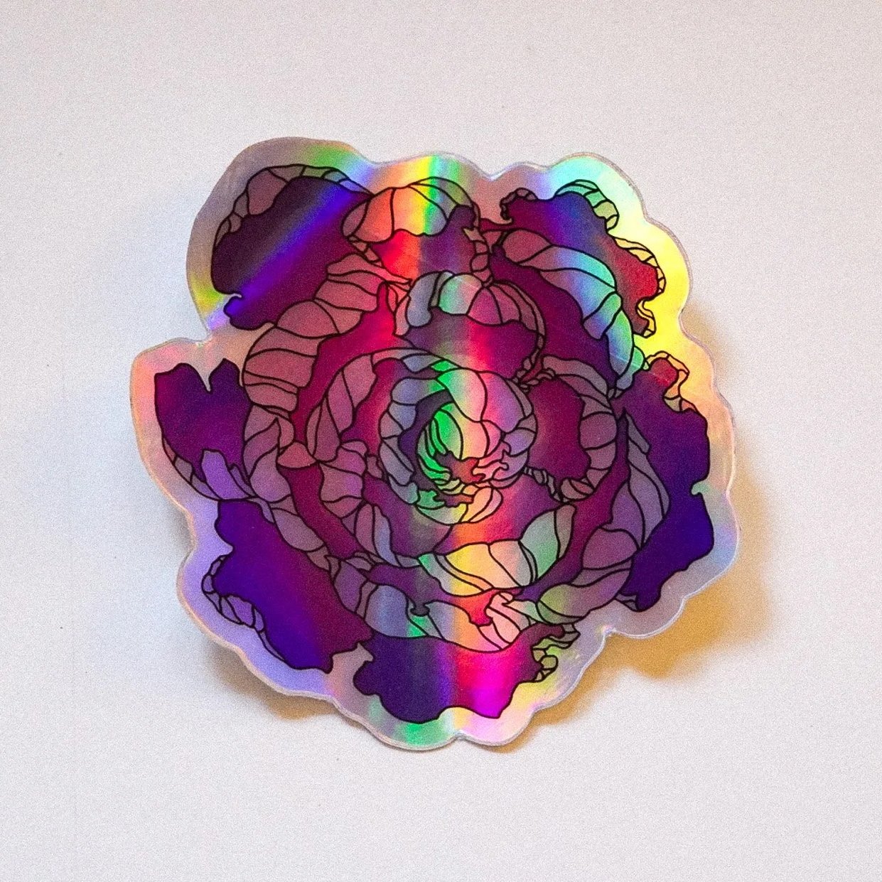 holo peony sticker.
