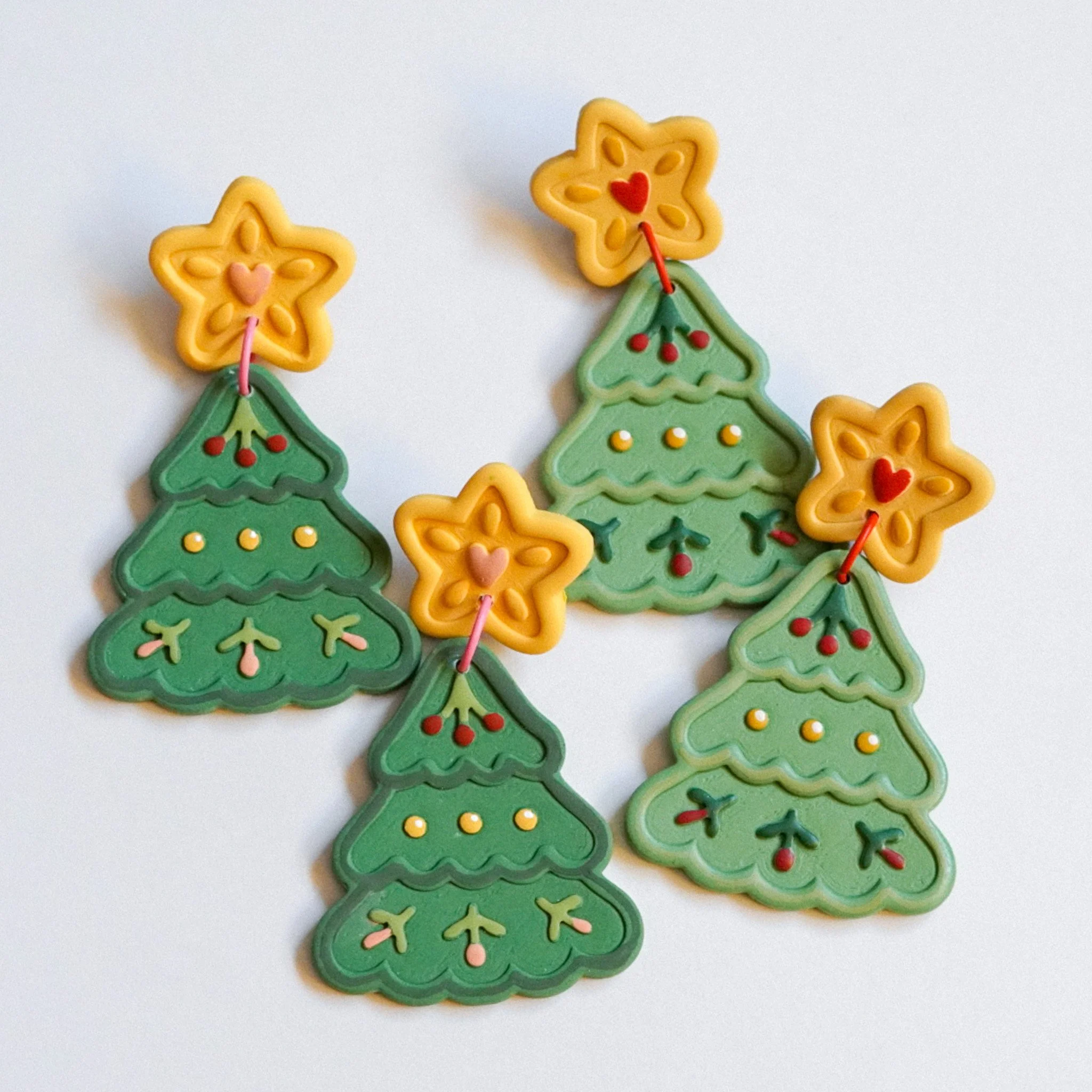 festive tree earrings