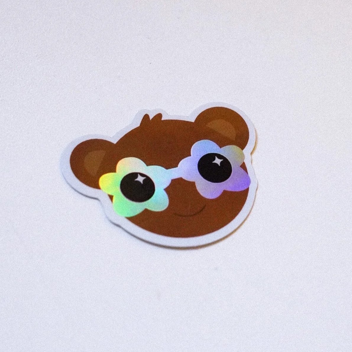 sunny teddy sticker- holographic