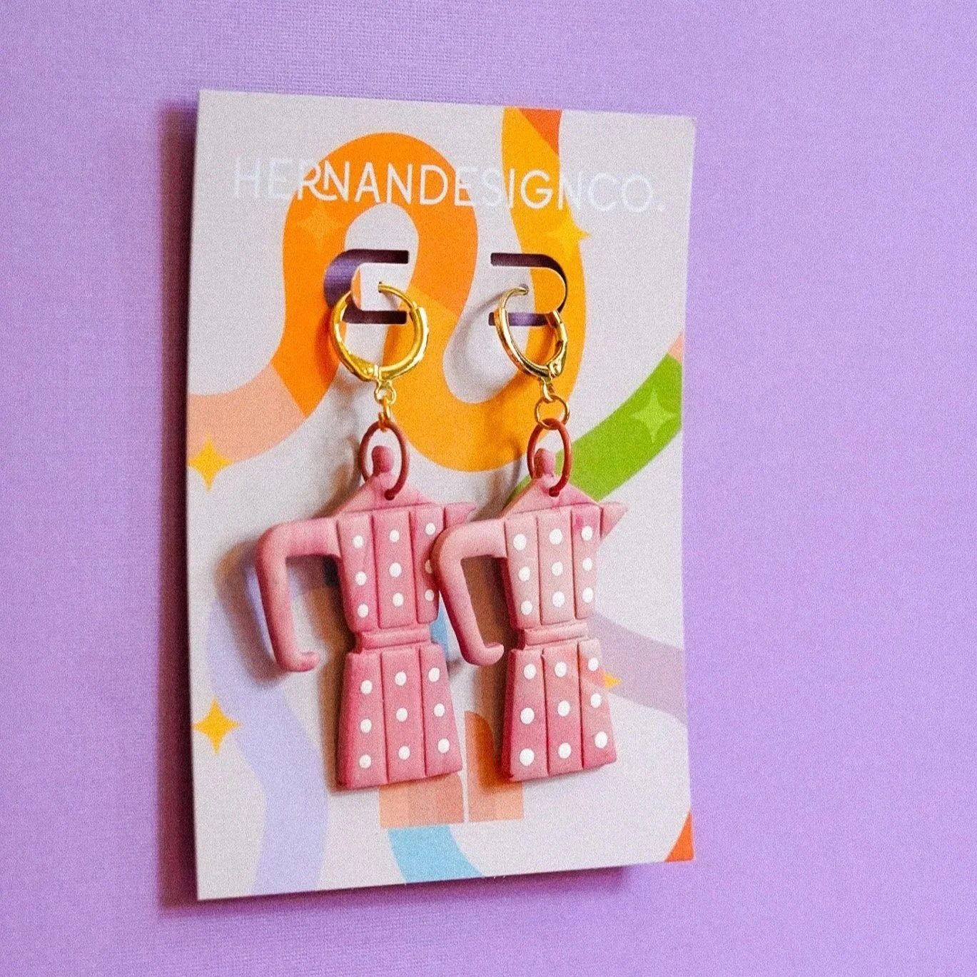 Pink Moka pot earrings