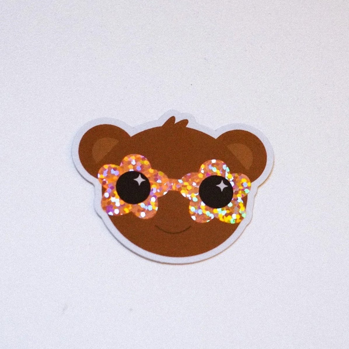 sunny teddy sticker- peach glitter