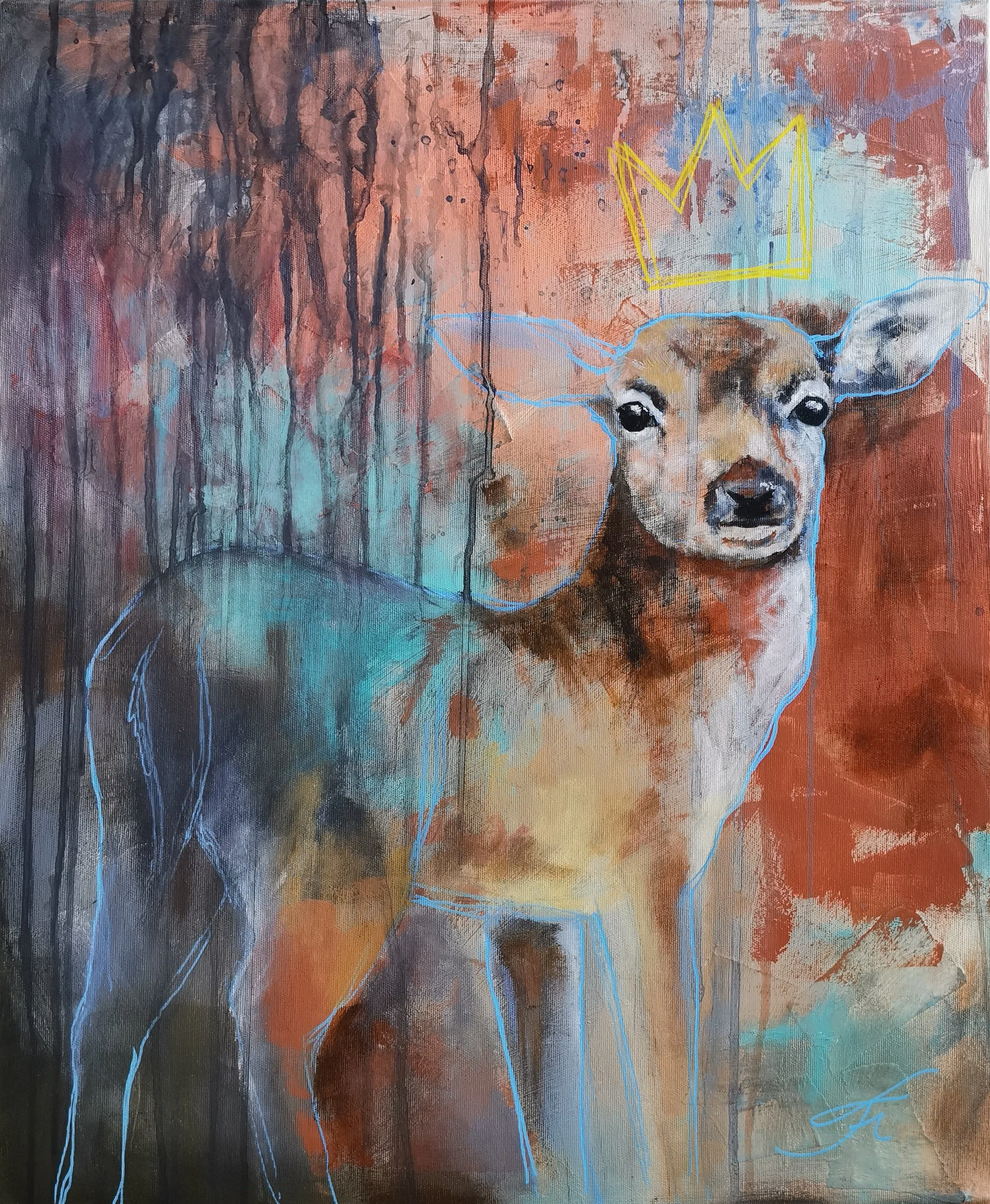 "Kruunupää", 65x54cm, akryyli kankaalle, 320€