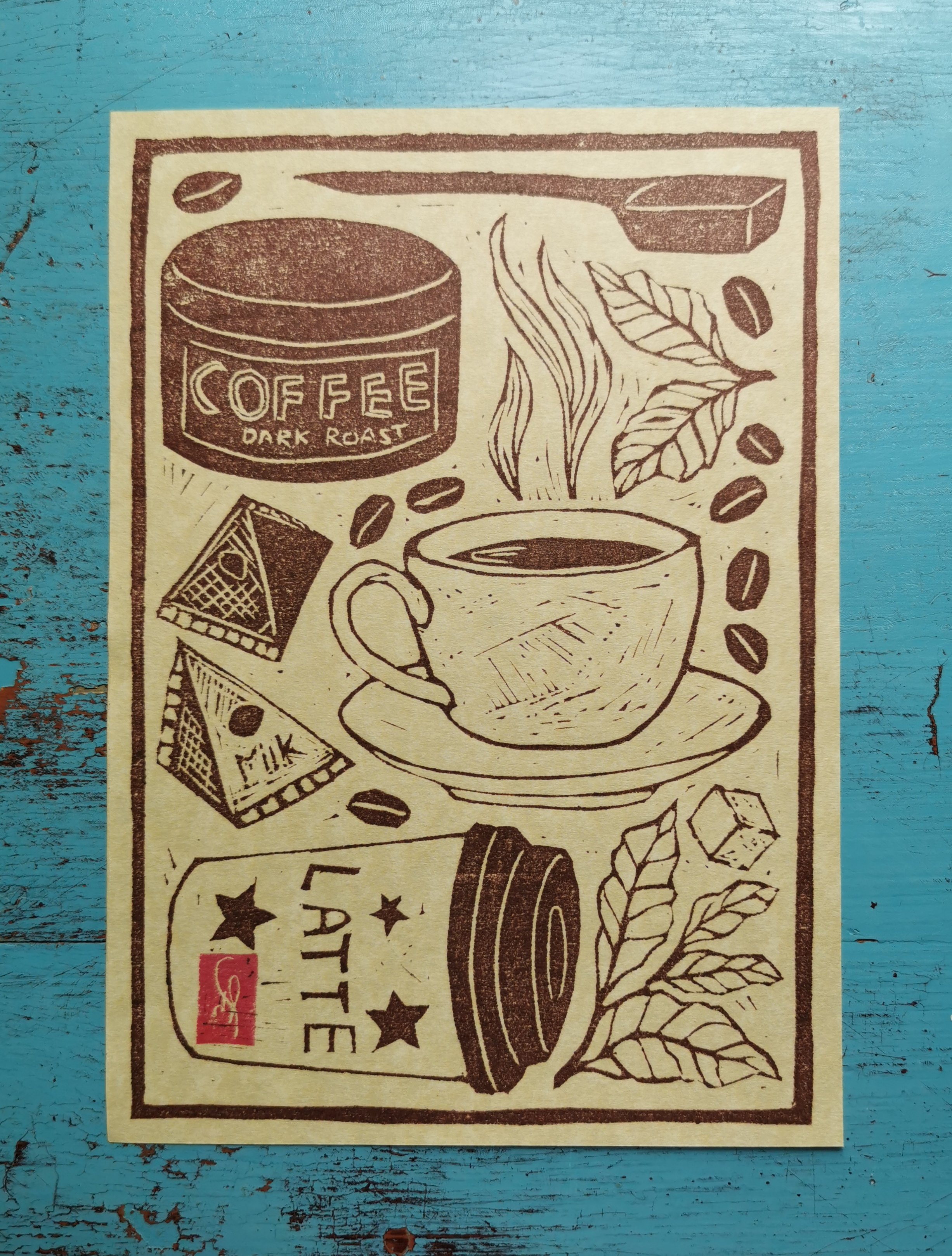 Coffee -linografiaprintti