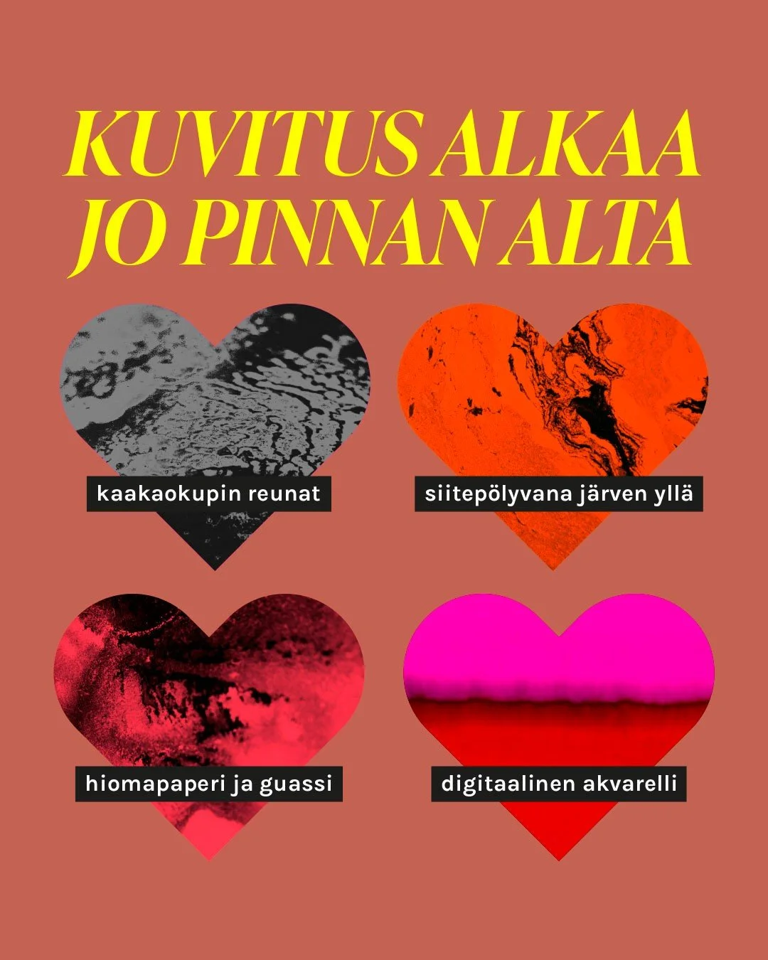 👋🏻Onko siell&auml;kin ulkona pinnat t&auml;ynn&auml; keltaista m&auml;nnyn siitep&ouml;ly&auml;? Mulle kuvittajana tuo siitep&ouml;lyvanakin on mahdollisuus kollaasikuvitukseen!

Usein kaikki alkaa siit&auml;, ett&auml; n&auml;en kuvittajana ymp&au