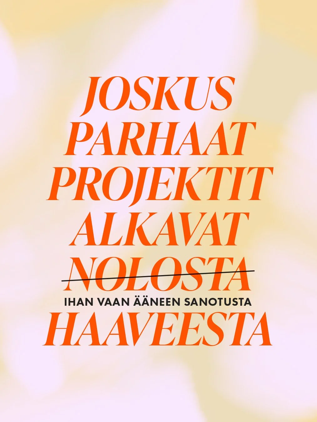 Joskus parhaat projektit alkavat &auml;&auml;neen sanotusta haaveesta. 🤓

Aloin eilen listaamaan t&ouml;ihin liittyvi&auml; haaveita loppuvuodelle. Siell&auml; luki mm. lis&auml;&auml; kuvituksia taittot&ouml;iden v&auml;liin ja lause: HALUAISIN KUV