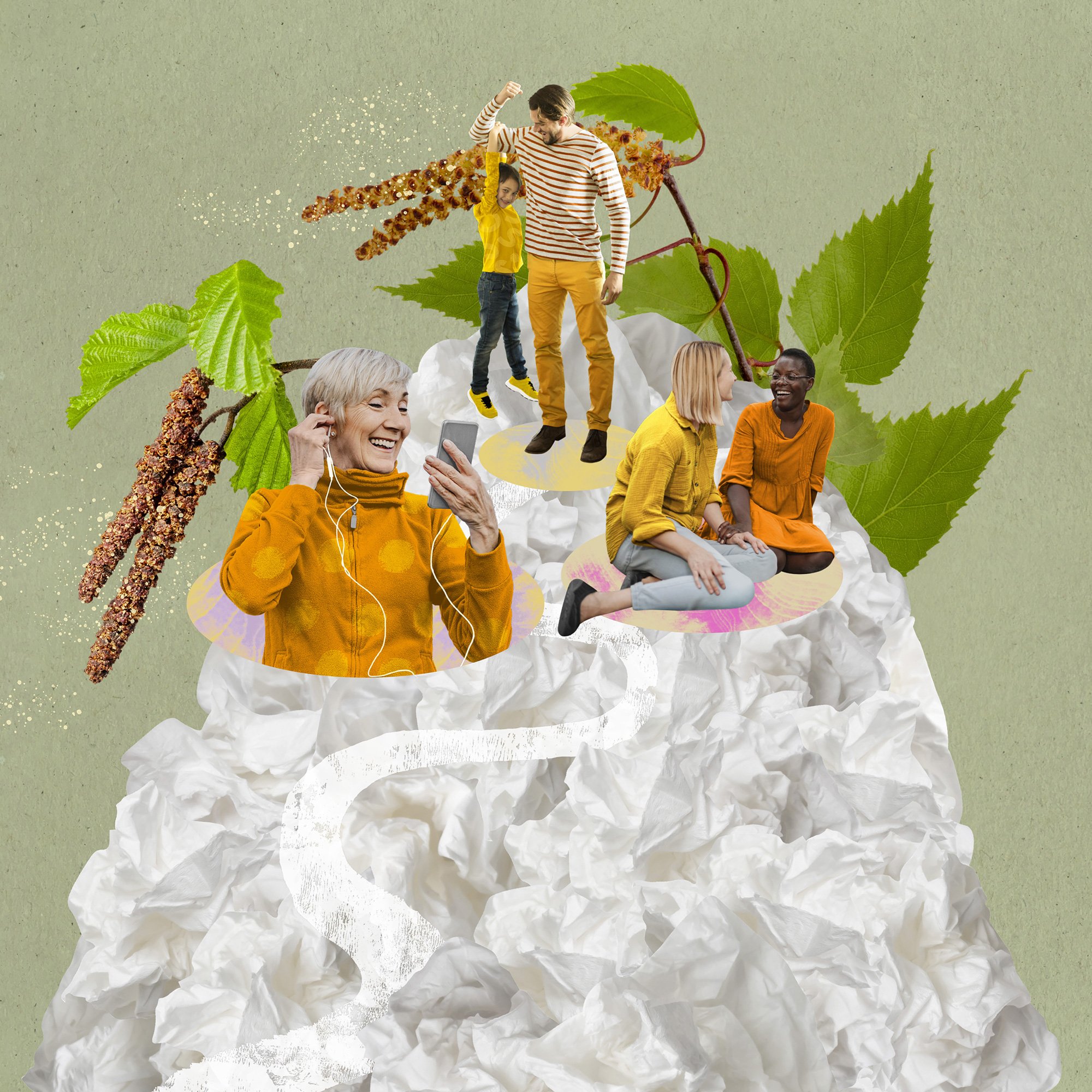 Allergiaviikon kollaasikuvitus ja ilme Studio Behm.