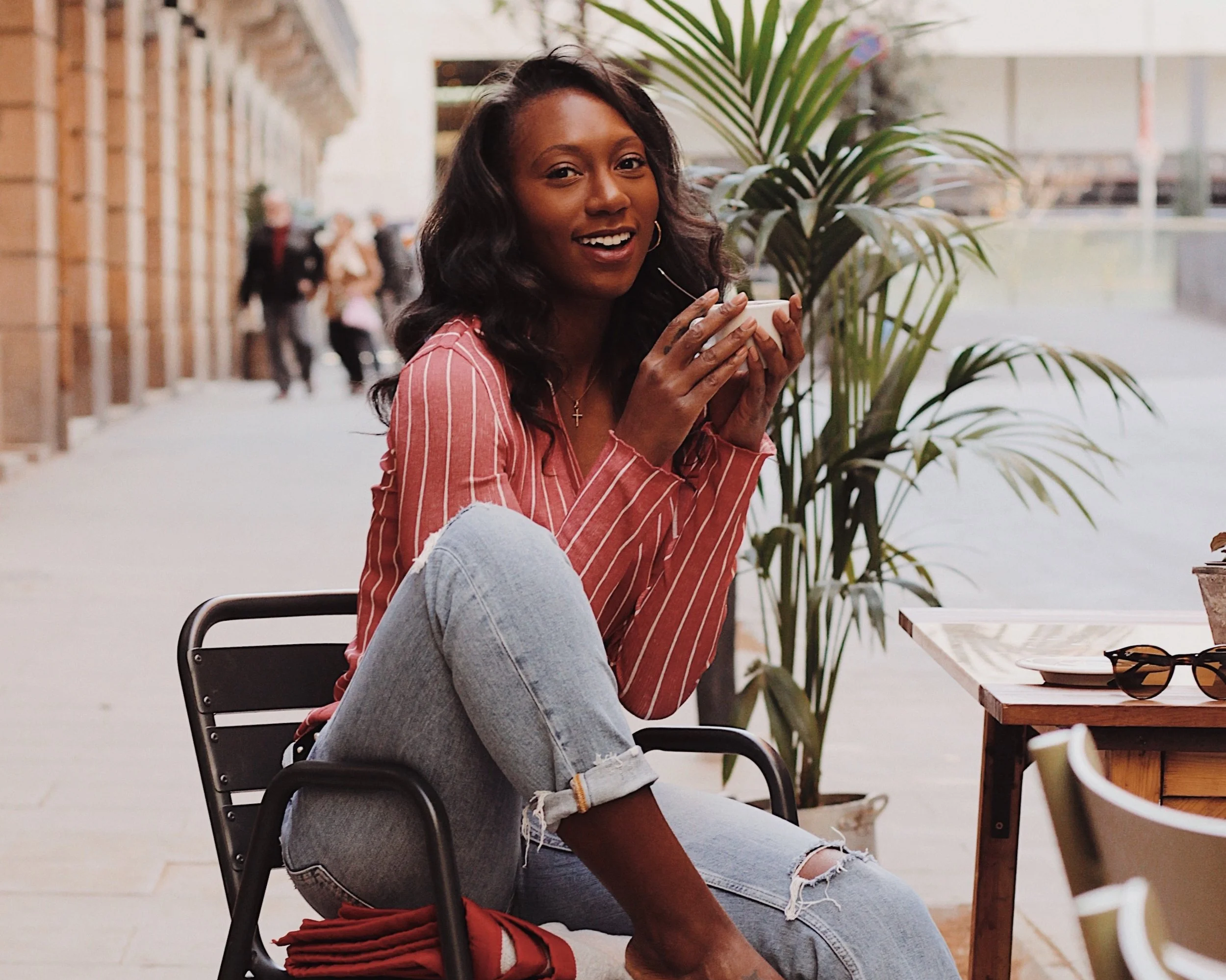 Ashlee Braxton at a café in Barcelona
