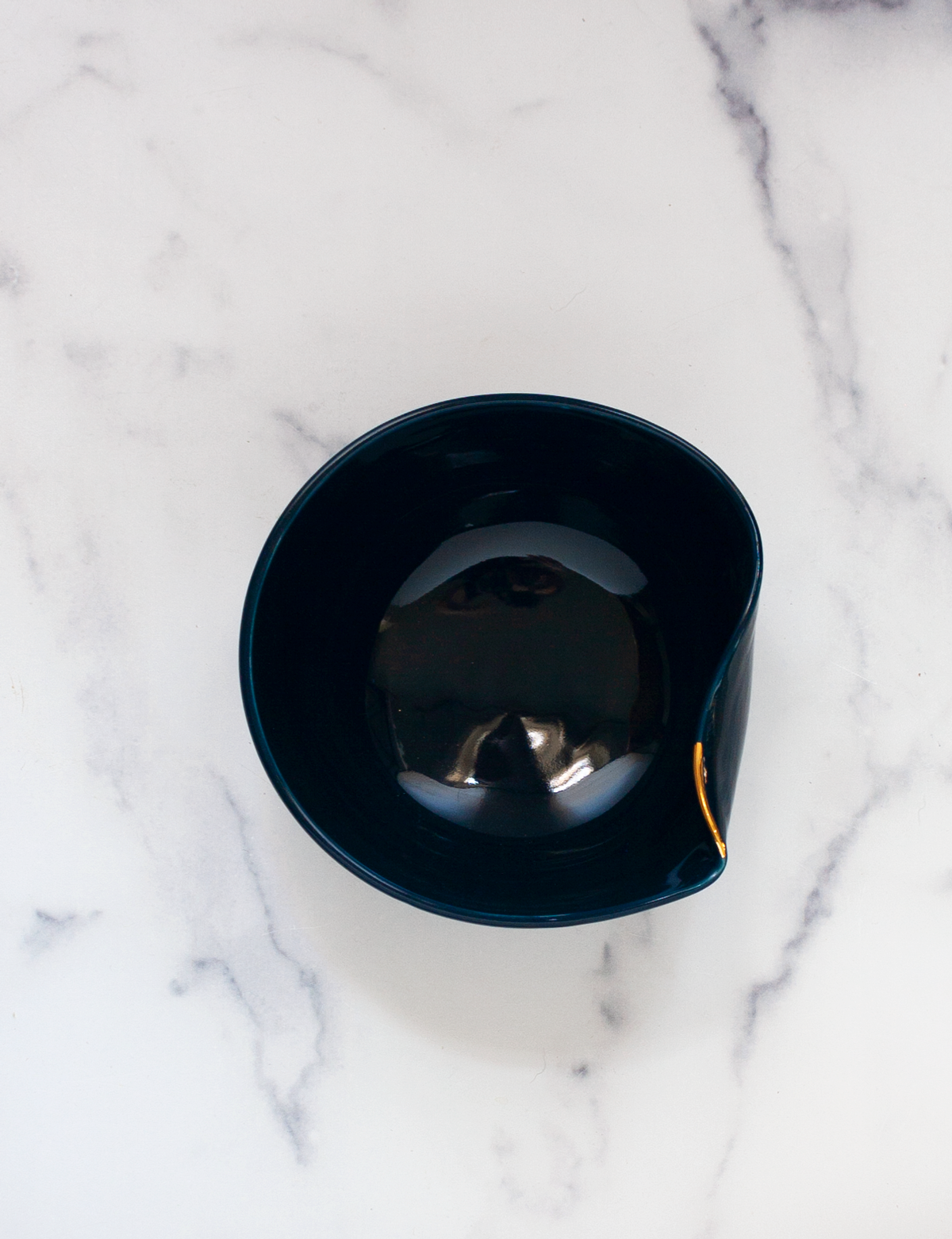Pour Bowl in Navy with Gold Flourish