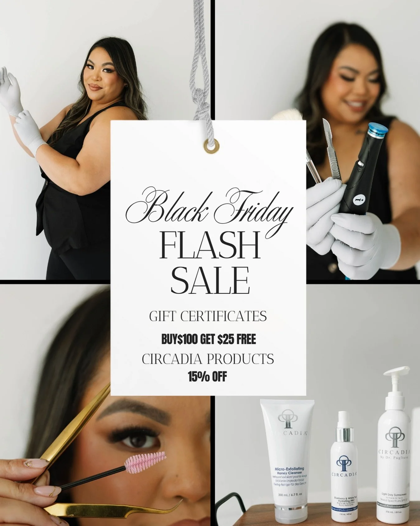 Dropping my annual Black Friday &amp; Small Business Saturday sale a little early so we can celebrate all week long! 

Gift Certificates
Buy $100, Get $25 free 
Buy $200, Get $50 free

Circadia products 
15% off 

DM to claim this amazing sale! ✨