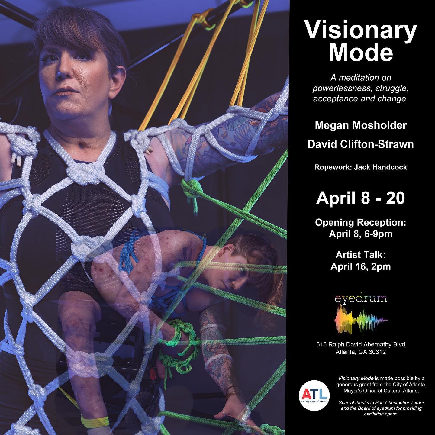 A multi-media presentation between Megan Mosholder
and David Clifton-Strawn.

eyedrum art &amp; music gallery &bull; 515 Ralph David Abernathy Blvd SW

Opening Sat, April 8, 6-9 pm and available for viewing though Thursday April 20

Gallery hours: Th