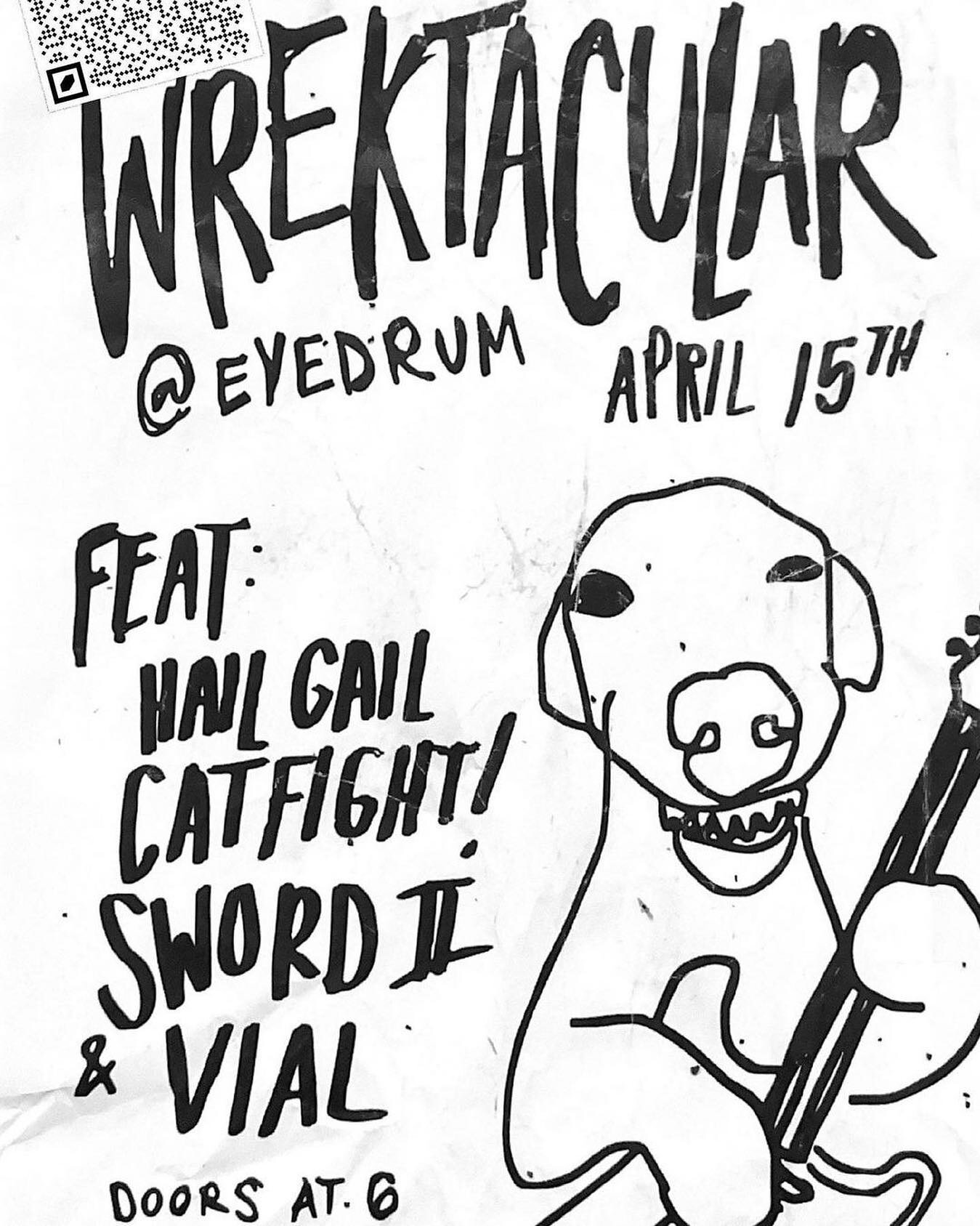 Get ready to rock at #WREKtacular 2023 this Saturday 4/15 starting at 6pm! Join us for an epic grunge rock lineup featuring VIAL, Sword II, Catfight!, and Hail Gail. And that's not all! You can also enjoy live screen printing, delicious food, and an 