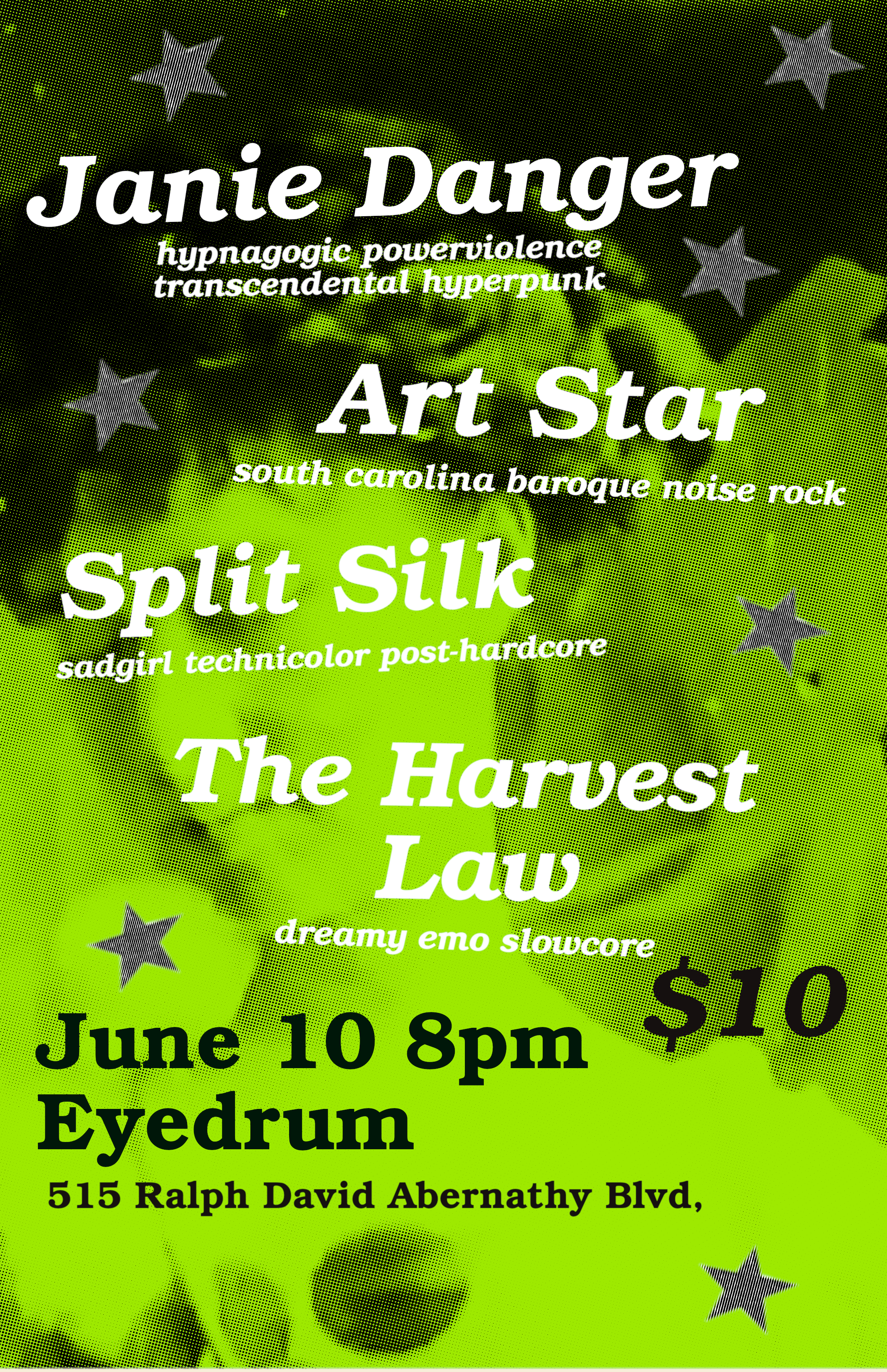 Janie Danger, Art Star, Split Silk, The Harvest Law