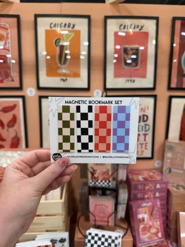 Checkered Print Magnetic Bookmark Set