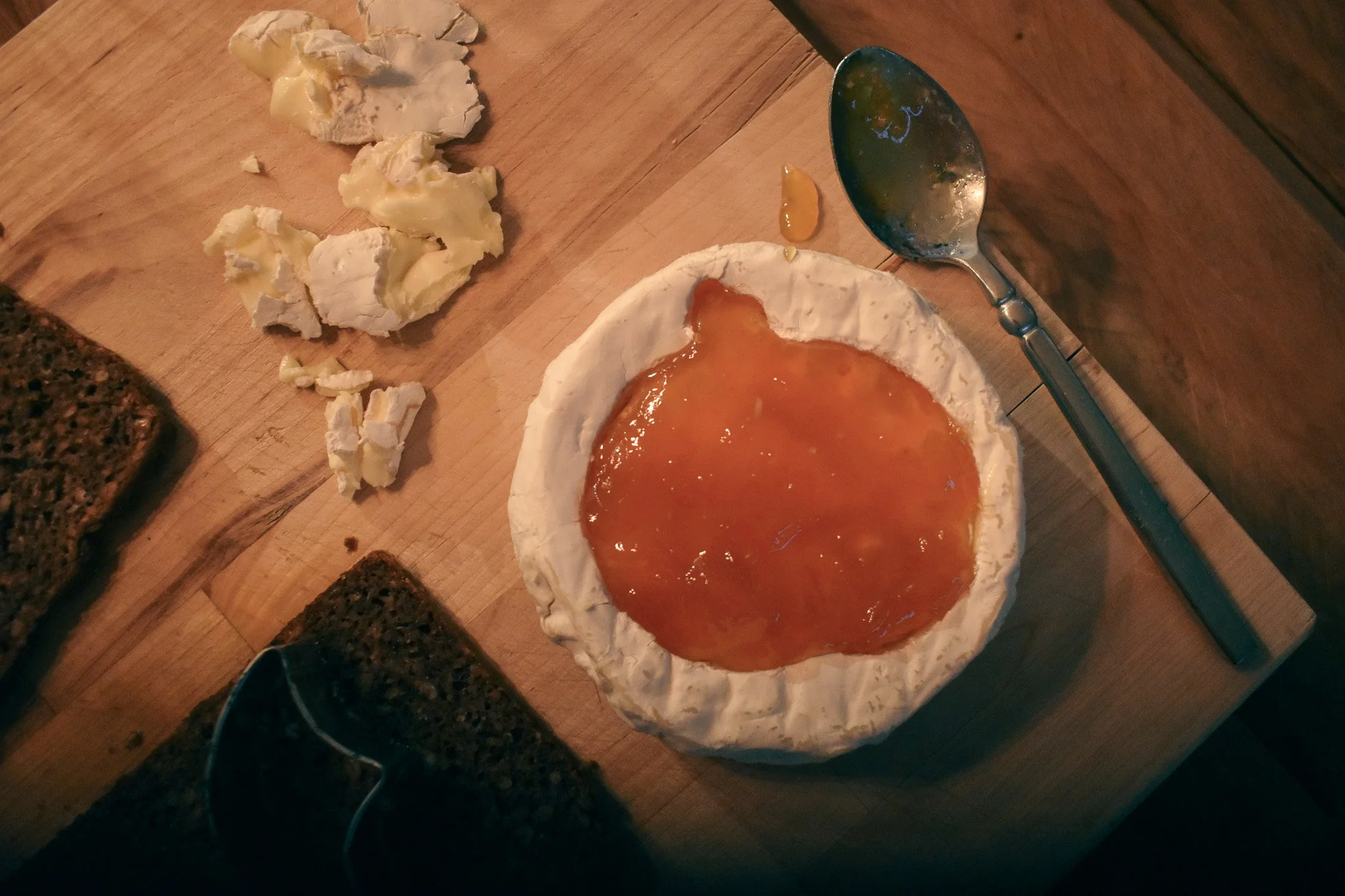 wheel of brie filled with jam