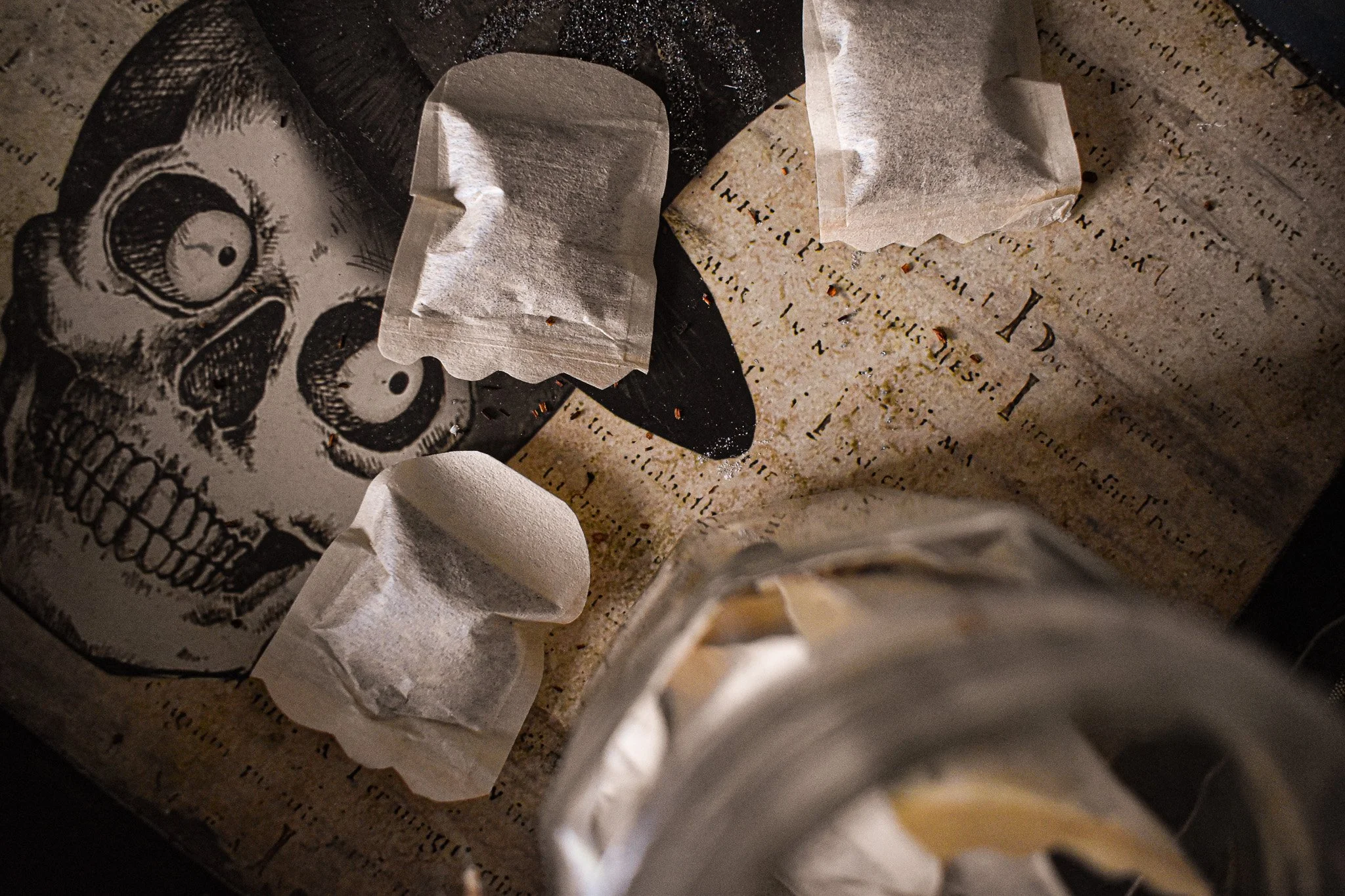 Tea bags shaped like ghosts