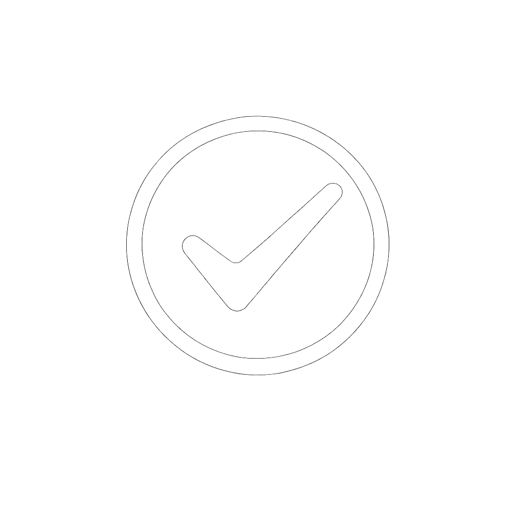A glowing white check mark inside a circle on a gradient gray background.