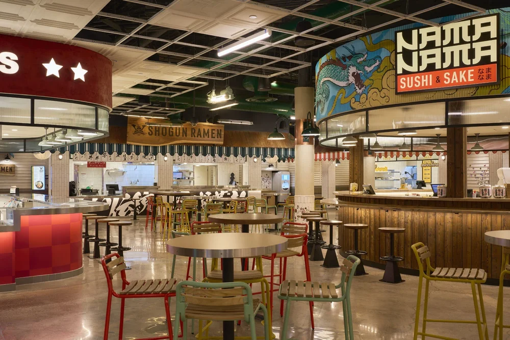  Custom hotel furniture finishes for Rio Casino &amp; Hotel provided by Artco Hospitality Furnishings for Canteen Food Hall in Rio Las Vegas. 