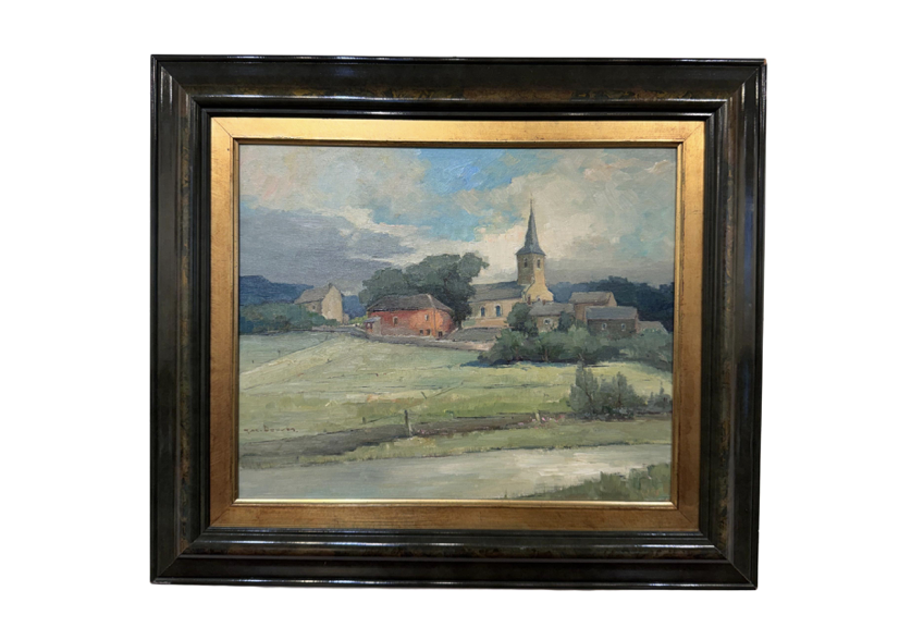 20th Century Dutch Village Oil on Canvas