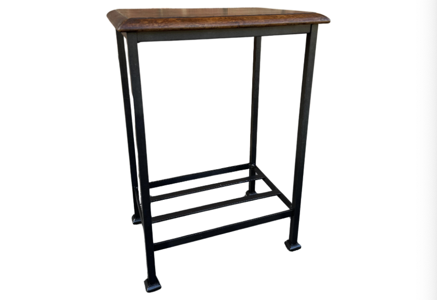Iron Side Table W/Antique Top