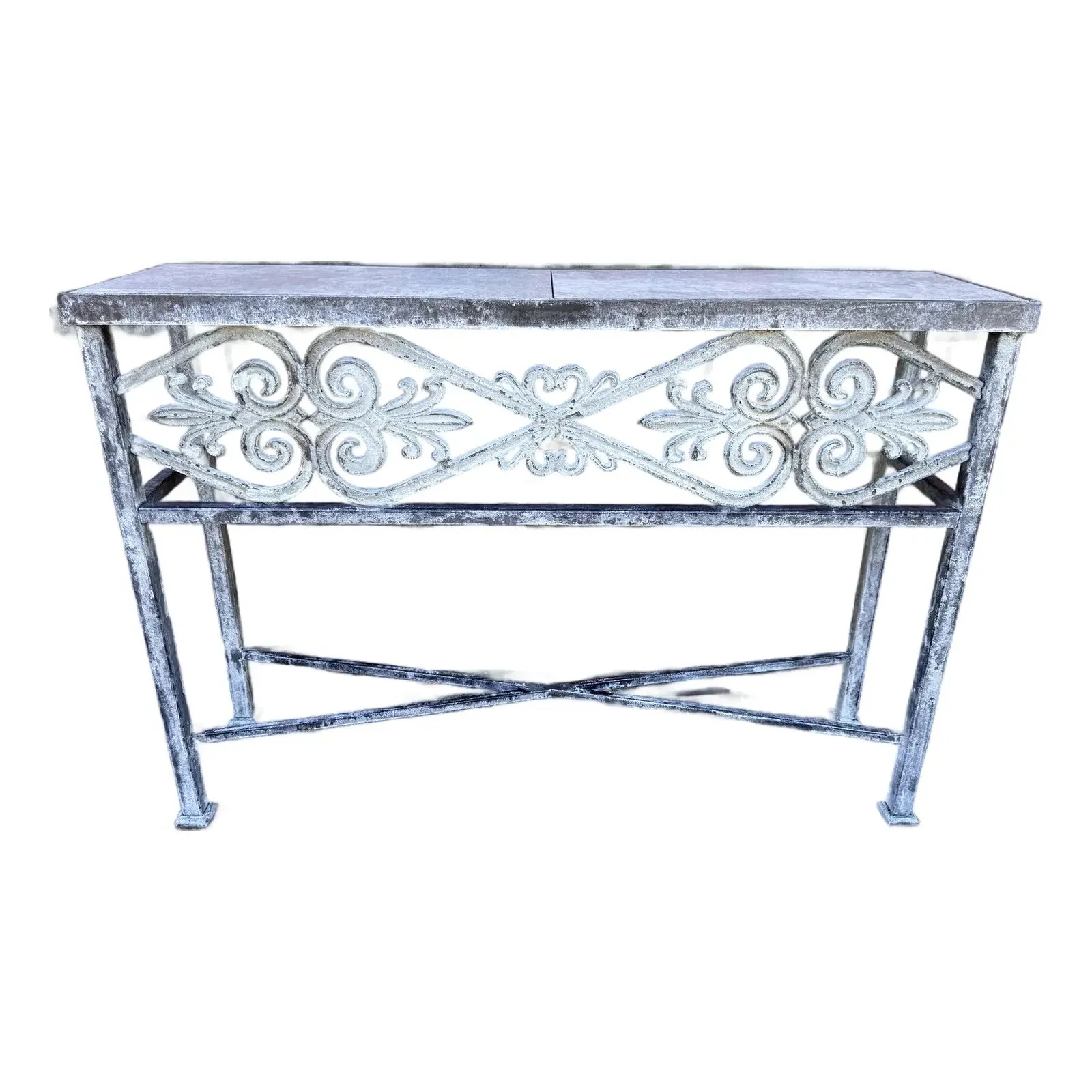 Iron and Marble Small Console Table