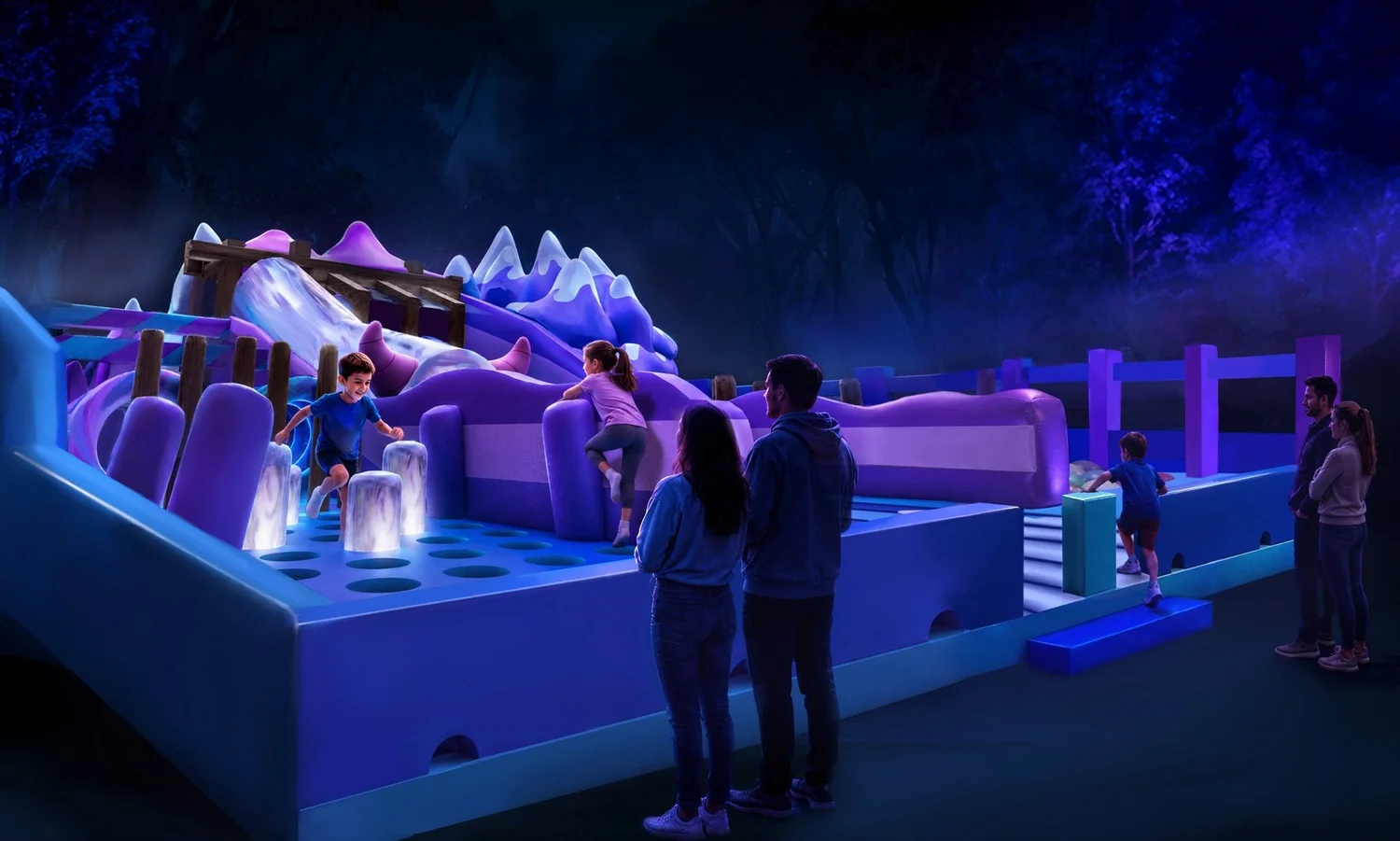 Yeti Mine Adventure, a frozen mine play area with slides and climbing challenges