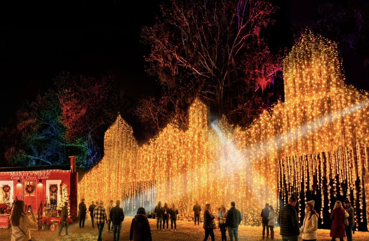 Twinkle Market, curtains of warm lights over the holiday market