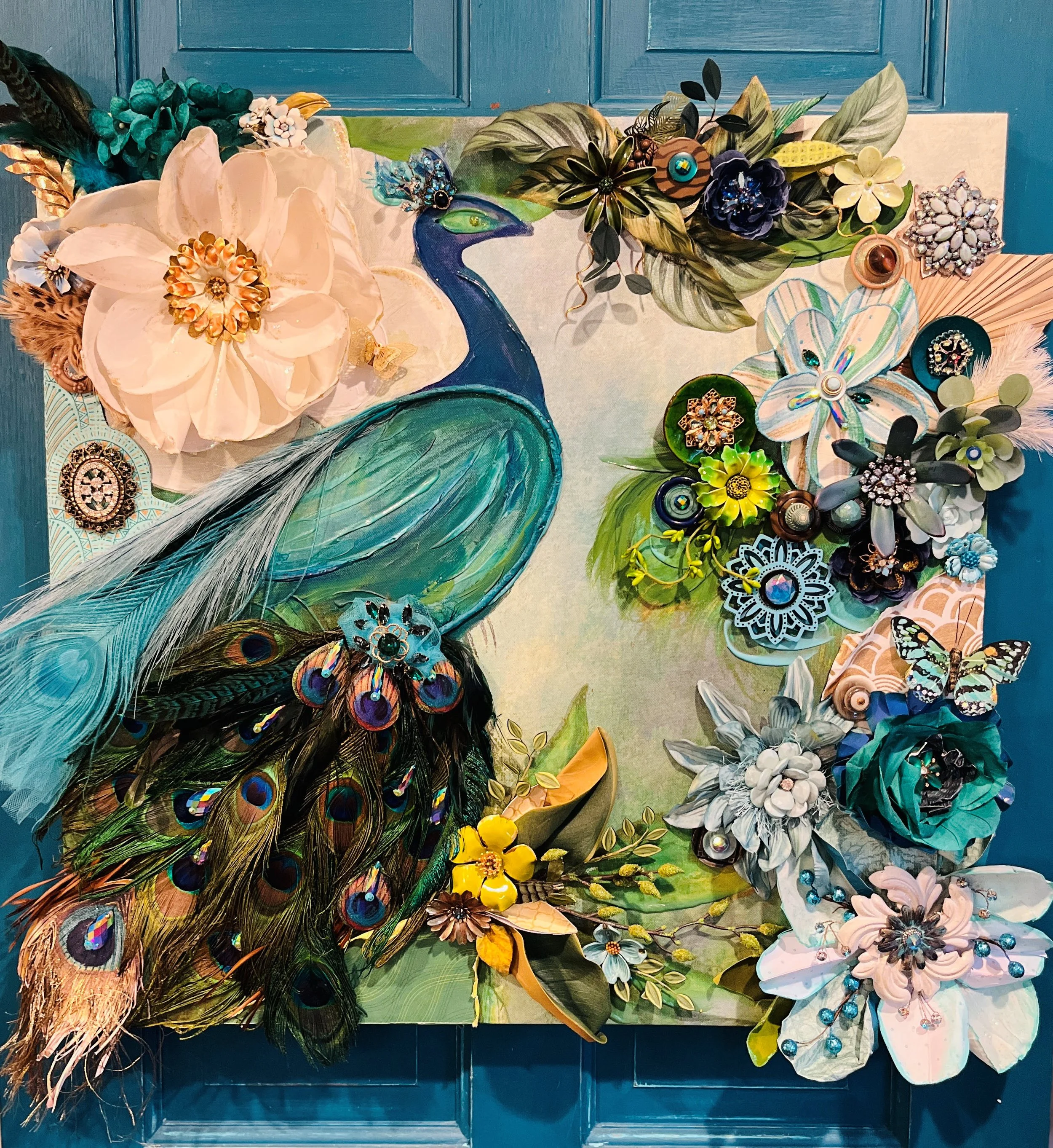 "Plume"  
Through lush layers, a quiet observer emerges ~ an emblem of renewal, beauty and elegant confidence.
Mixed Media ~ 24 x 24 canvas
Available - price upon request