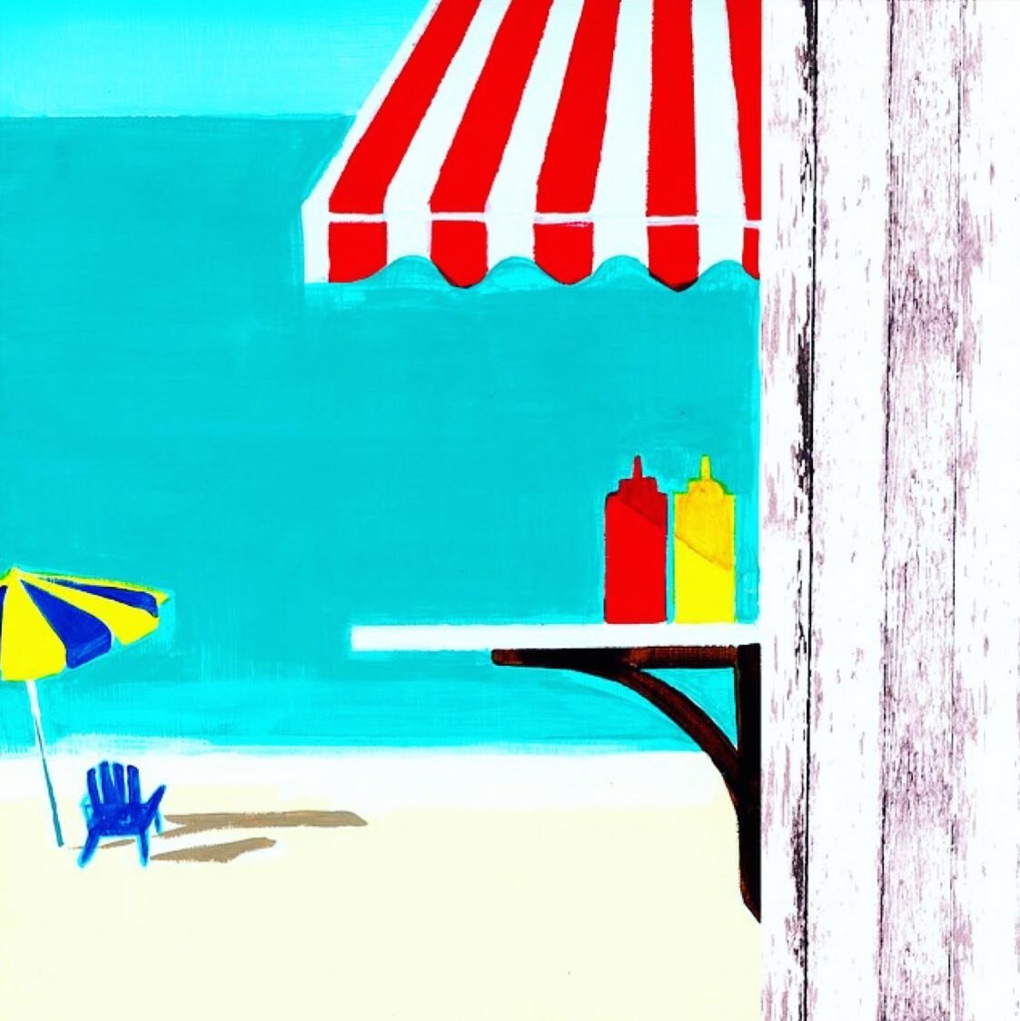 Another piece from 6 years ago that popped up in the archive 😍 we&rsquo;ve always been super inspired by a summer vibe ☀️✨ #popartstyle #beachplease
.
.
.
.
.
.
#beachart #summerart #popart #acrylicpainting #instaart #surfacedesign #wallart #walldec