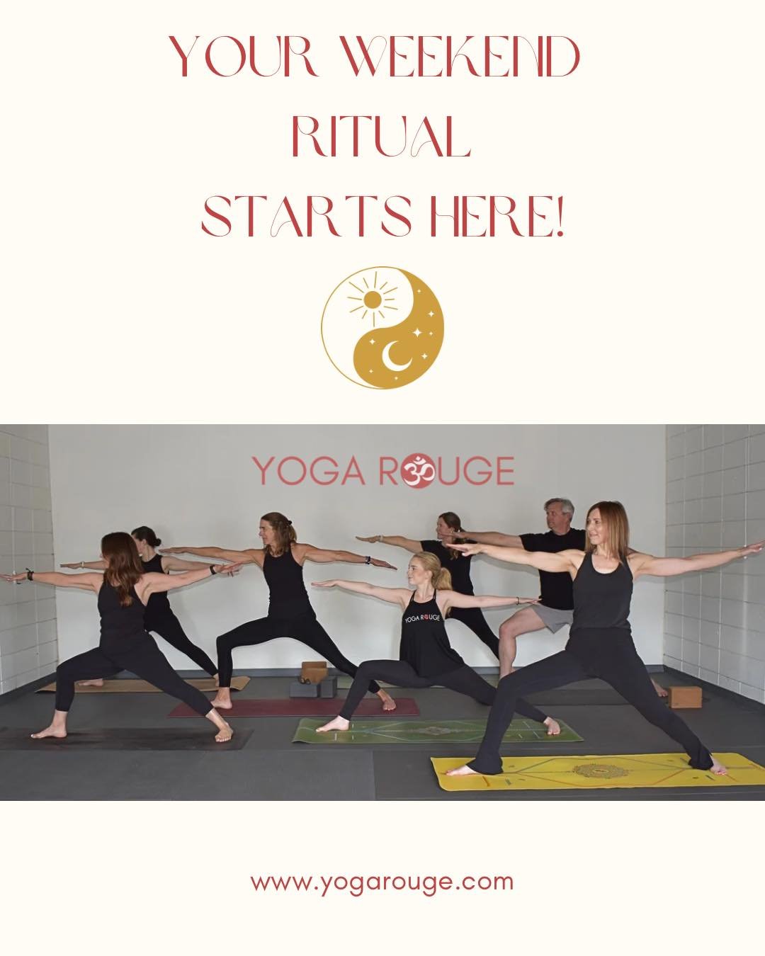 Let&rsquo;s make yoga our favorite weekend ritual!

Saturday Ritual
1️⃣ 9:00 am Hot Power
2️⃣ 10:30 am Vinyasa Beats
3️⃣ 12:00 pm Pre/Postnatal
 
Sunday Ritual
1️⃣ 9:30 am Morning Flow
2️⃣ 4:30 pm Hot Power

&bull;
&bull;
&bull;
#yogarouge #yoga #bat