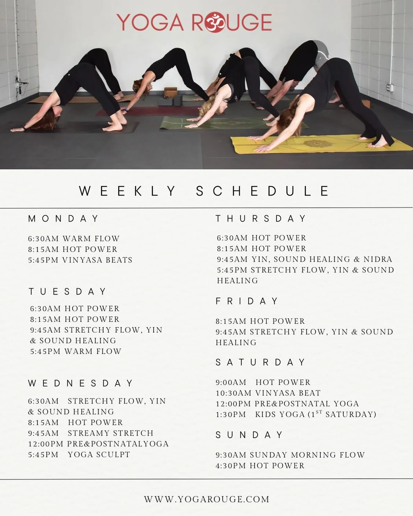 Check out our class schedule🗓️
Make sure to take advantage of our Intro Special, 3 classes for $30!🙂
Hope to see you on the mat soon!🧘🏻&zwj;♀️🧘🏽&zwj;♀️🧘

&bull;
&bull;
&bull;
#yogarouge #batonrougeyoga #yoga #prenatalyoga #movement #breath #yi