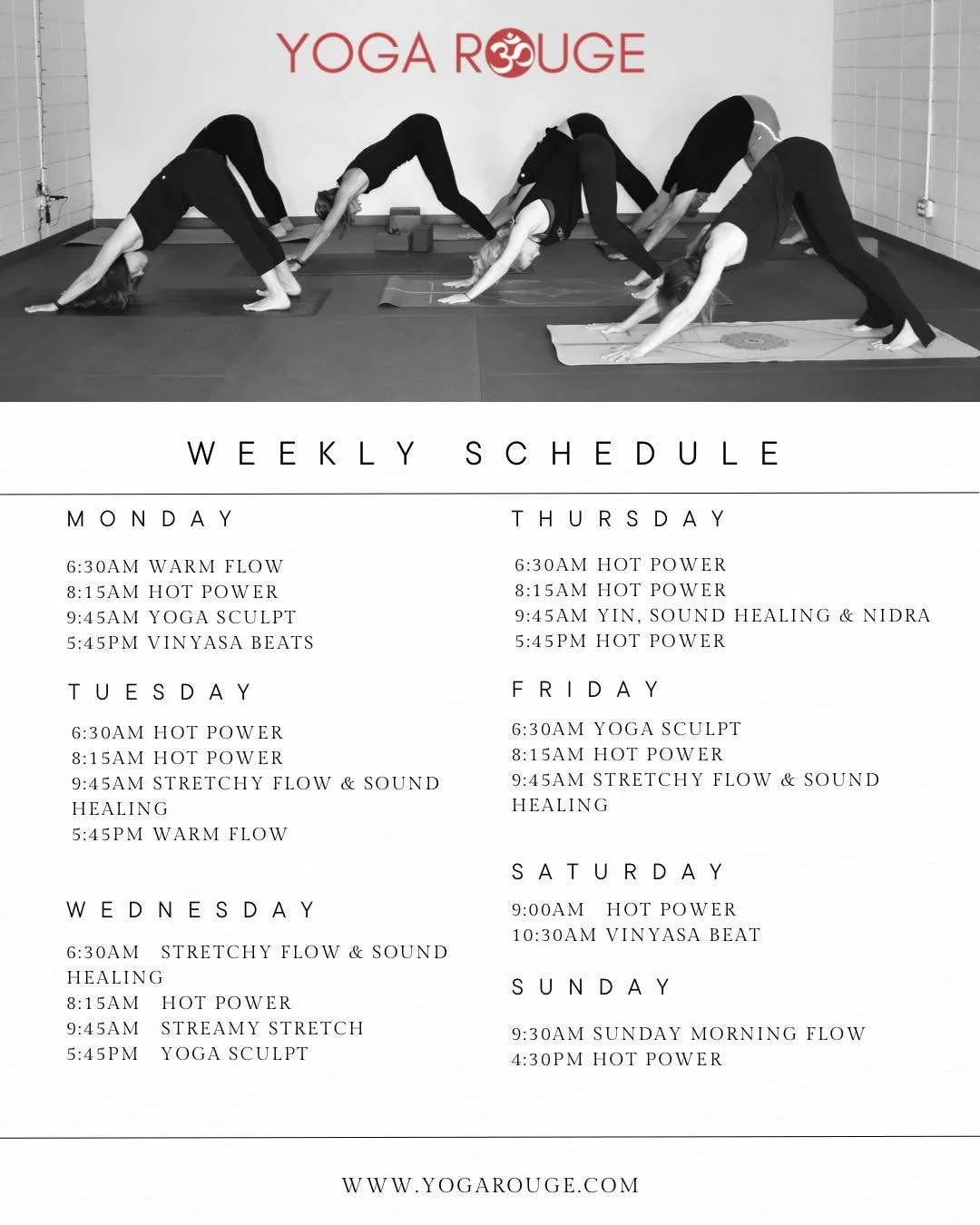 Check out our Fall class schedule🗓️🍁🎃
Make sure to take advantage of 1️⃣ of our Intro Specials
🔺3 classes for $30/30 Days or
🔺15 Days Unlimited for $49
Hope to see you on the mat soon!🧘🏻&zwj;♀️🧘🏽&zwj;♀️🧘

&bull;
&bull;
&bull;
#yogarouge #ba