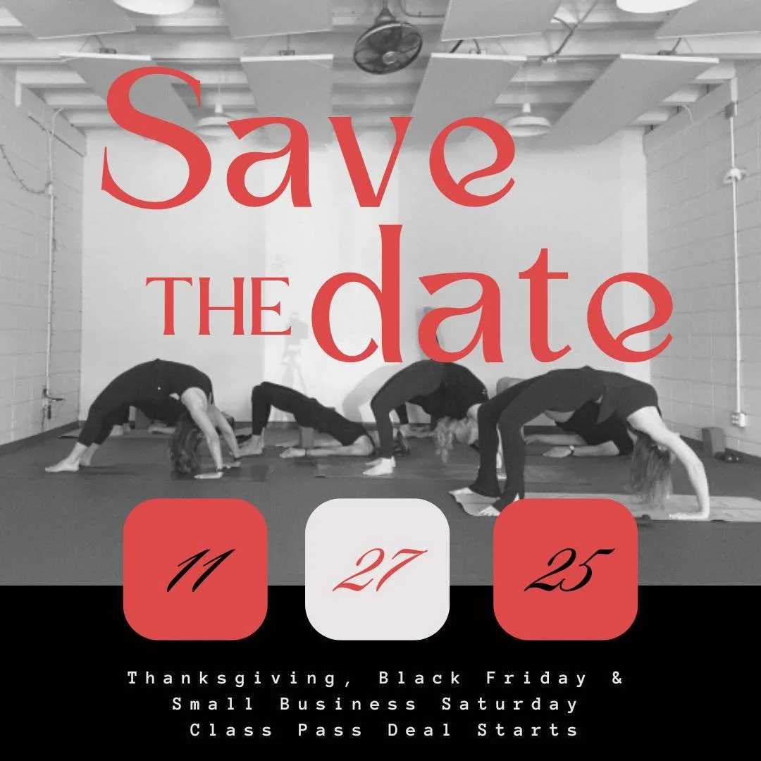 Deals are dropping on 11.27.25! Stay tune to social media!🗓️

&bull;
&bull;
&bull;
#yoga #thanksgiving #blackfriday #smallbusinesssaturday  #deals  #yogastudio #yogarouge