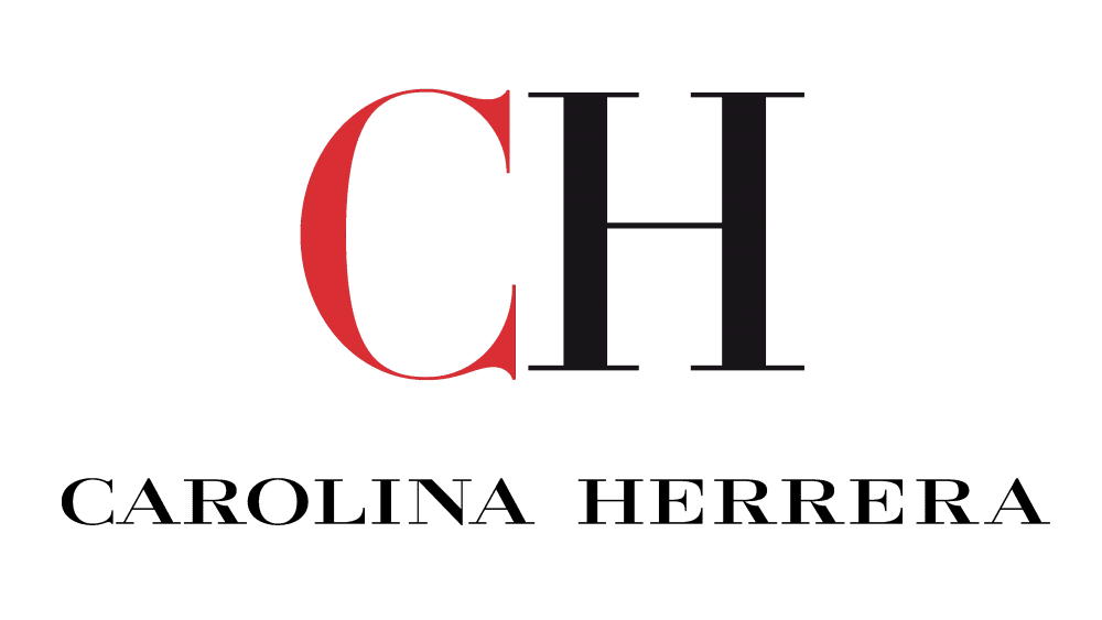 Logo with the initials CH in large red and black letters, and the name Carolina Herrera written below in smaller black font.
