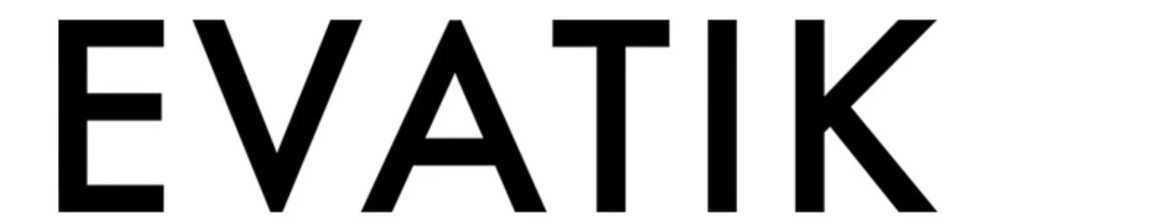 Black text on a white background spelling out the word "EVA!K" in uppercase letters.