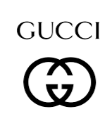 Gucci logo with text and interlocking G emblem