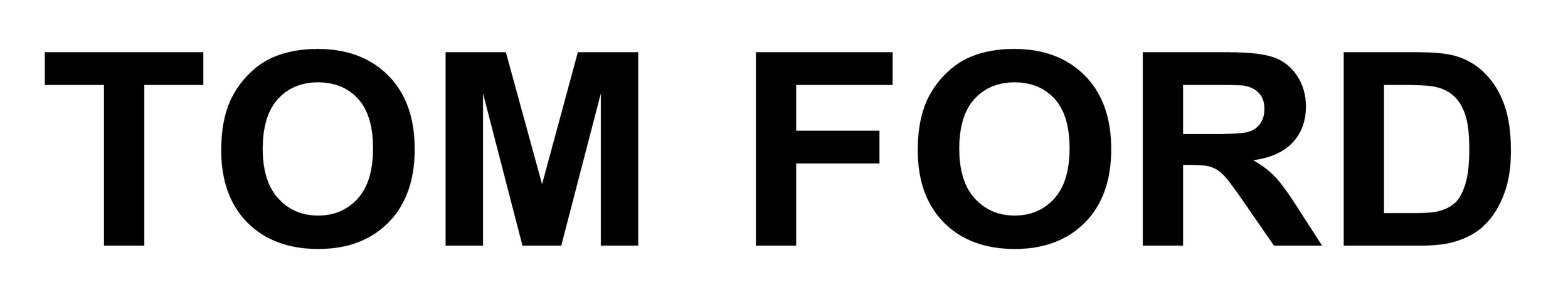 Bold black text saying "TOM FORD" on a white background.