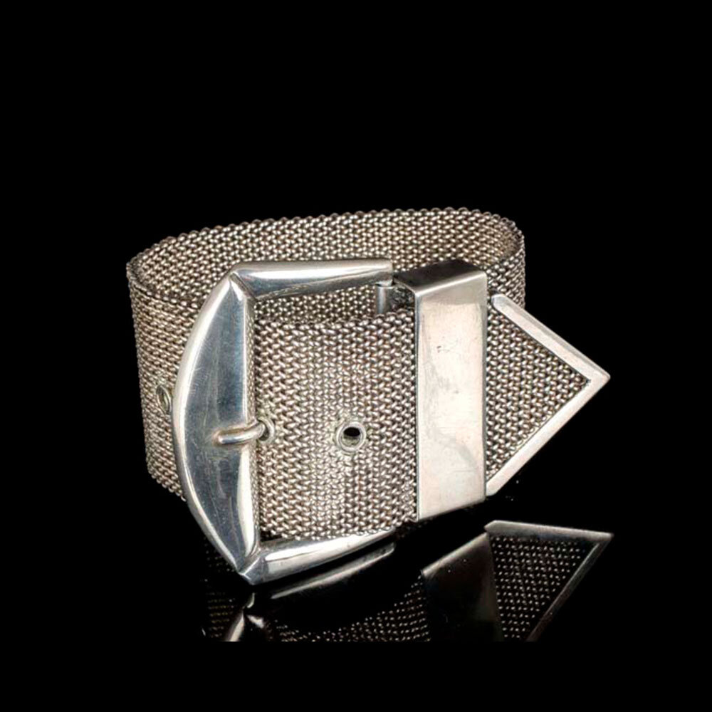 Castelan Mexican Deco silver mesh buckle Bracelet