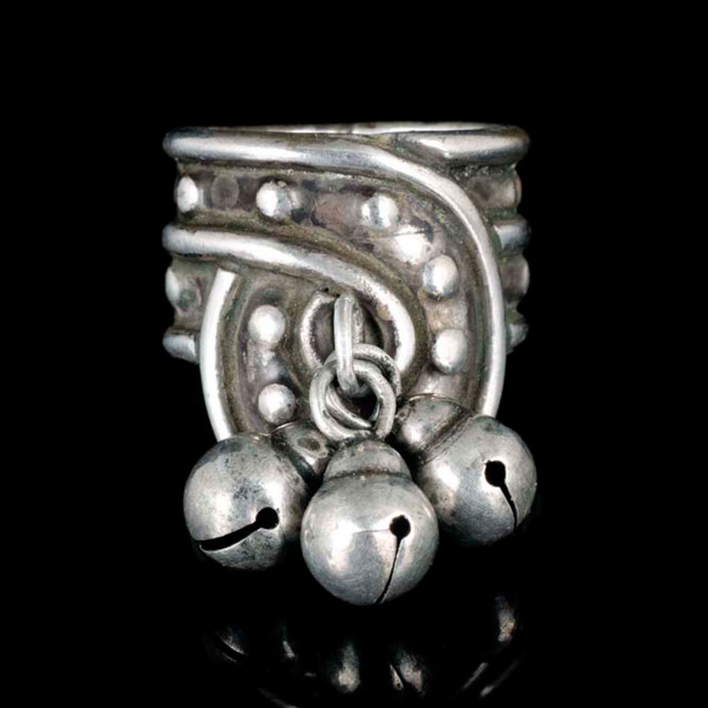 early William Spratling Mexican Deco silver Ring with cascabeles