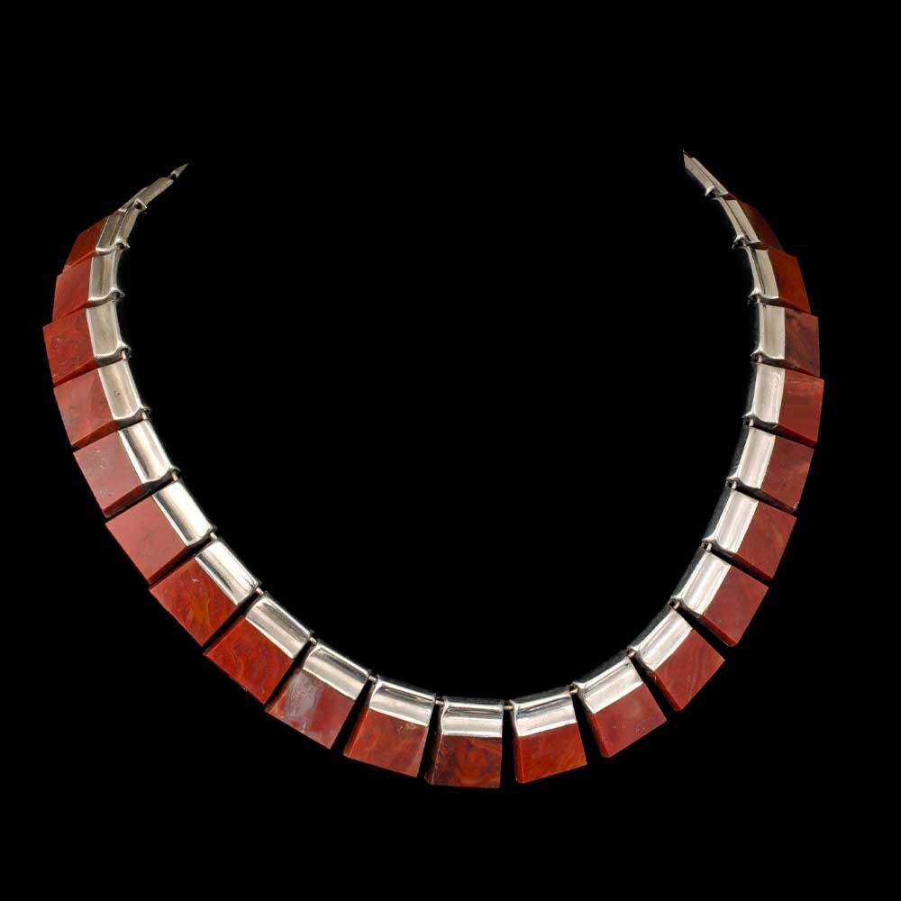 Enrique Ledesma Mexican silver Necklace ~ rare reddish brown agate