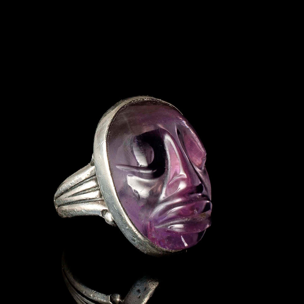 Martinez Piedra y Plata Mexican silver mask Ring