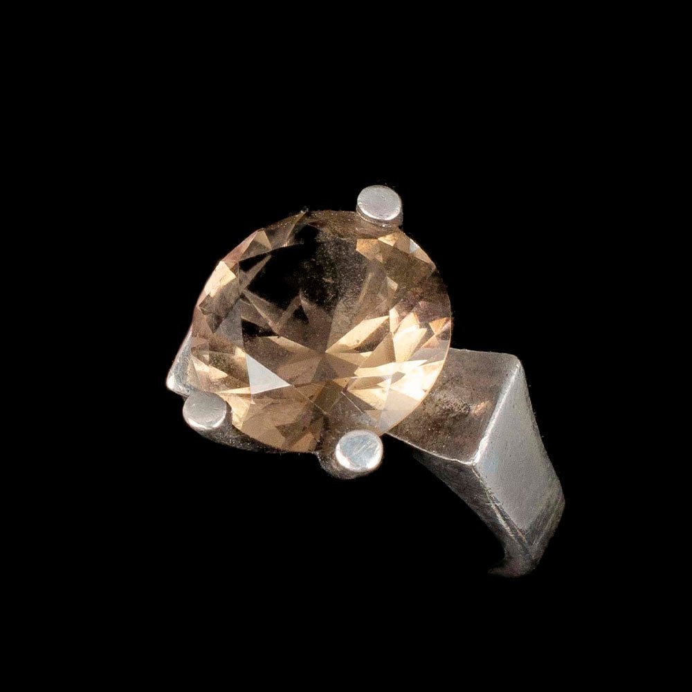 Carmen Beckmann Mexican silver smokey quartz modernist Ring