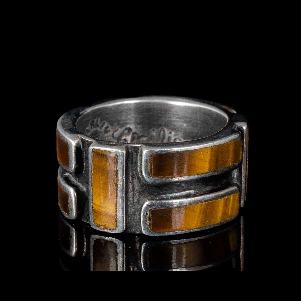 Cecilia Tono Mexican silver and tiger's eye band Ring