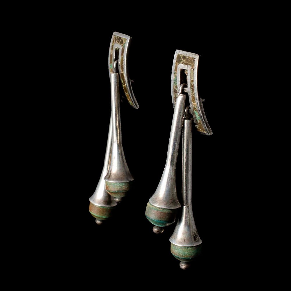 Mota 970 Mexican silver and stone modernist Earrings