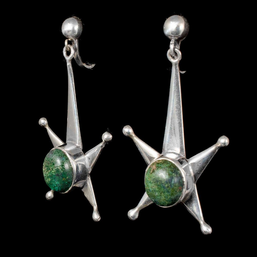 Los Ballesteros Mexican silver and agate star Earrings